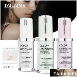 Fond de teint TLM Magic Liquid Foundation Changement de couleur et ajustement des fondations nues Toute la journée Flawless Sun Block Spf 15 Maquillage pour le visage Dro Dhgpi