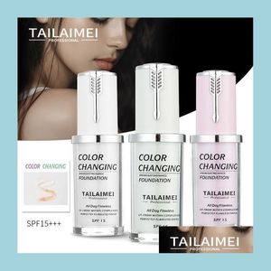 Fond de teint Tlm Tailaimei Toute la journée Changement de couleur impeccable et ajustement nu 3 couleurs 40 ml Crème de fond de teint Correcteur naturel Drop D Dhalu