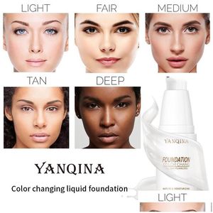 Base Yanqina 30Ml Líquido que cambia de color Oilcontrol Crema correctora Hidratante Bases de maquillaje de larga duración Entrega de gotas Hea Dhtjx