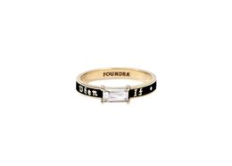 Foundrae If Not Now Then When Black Baguette Band Band18-karaats ring voor dames designer sieraden op maat gemaakte hanger verguld 18K goud