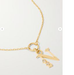 Foundrae Initial 18-karaats gouden diamanten halsketting ketting voor dames designer sieraden op maat gemaakte hanger verguld 18K goud