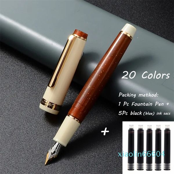 Plumas estilográficas 1 pluma estilográfica con tinta 82 pluma de tinta acrílica con Spinner accesorio dorado F Nib escritura suave oficina de negocios