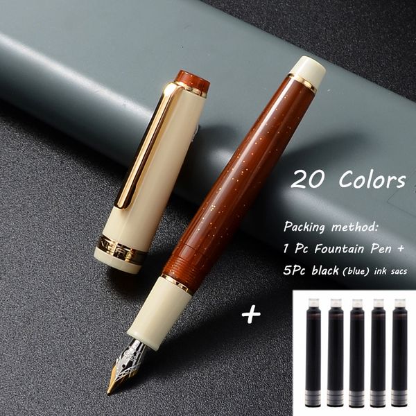Plumas estilográficas 1Pc Pen With Ink Jinhao 82 Acrílico con Spinner Gold Accesorio F Nib Escritura Smooth Business Offic 230807