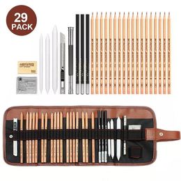 Stylos Plume 29 Pcs Croquis Crayons De Charbon Ensemble Art Outils Professionnel Graphite Crayon Dessin Lisse Écriture Art Classe Peinture Crayon Kit 221130