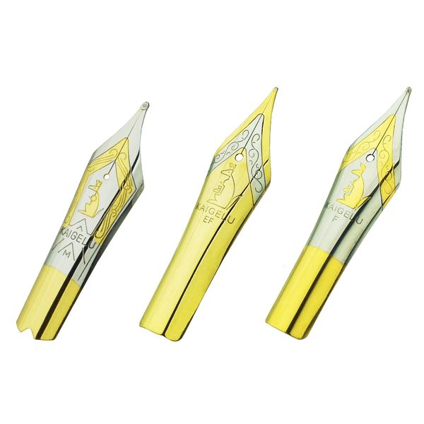 Plumas estilográficas 3PCS Original Kaigelu Pen Nibs 6 Nib Golden EF F M Tamaño Compatible con Jinhao 100450 Yongsheng 699 Majohn T1 C1 230130