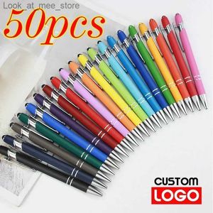 Stylos à plume 50 stylos à points en métal léger écran tactile bureau publicité école texte personnalisé gravure laser Q240314
