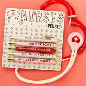 Fountain Pennen 5pcs Fun Nurse Ballpoin Set Swear Word Daily Pen Dirty Cuss voor elke dag van de week grappige kantoor kerstcadeaus 230306