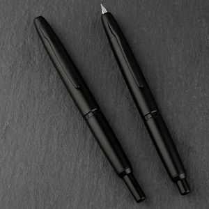 Fountain PENS Aankomst Majohn A1 Retro Mat Black Intrekbare Fountain Pen 0,4 mm EF NIB PERS INK PENEN VOOR SCHRIJVEN Office Stationery 230421