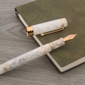 Fountain Pens Brand Jinhao 100 Acryl Fountain Pen Sneeuw Wit Golden #6 EF NIB Spin Stationery Office Levers Ink Pens 230421