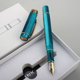 Stylos plume affaires JinHao 100 stylo plume acrylique couleur Spin or orchidée paon 0.5mm plume Fude calligraphie fournitures de bureau stylo 230421