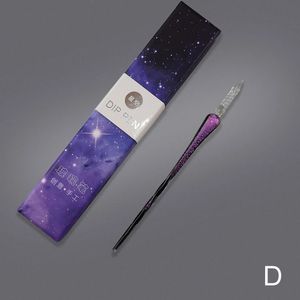 Stylos à plume Crystal Starry Sky Glass Pen Vintage Signature Dessin Calligraphie Dip Set 231027