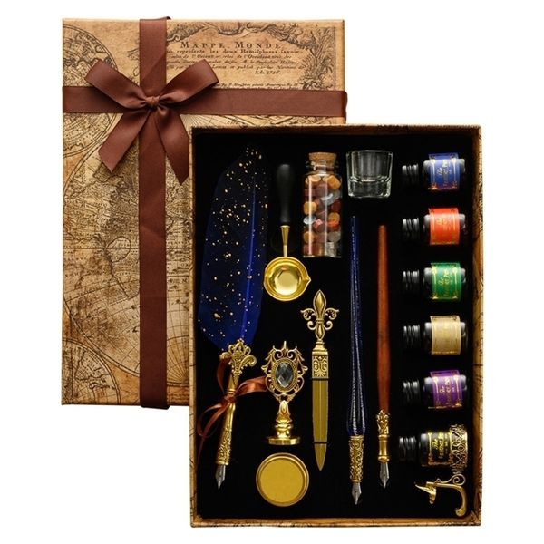 Stylos à plume Style européen Dip Set avec encre Rétro Diping Quill Pen Gros Laque Sceau Étudiant Plume Crayon Cadeaux 220928