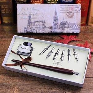 Fountain PENEN SATTY RETRO Itali￫ Stijl Quill Dip Pen Art Kalligrafie Writing Wooden Pen Set 220923