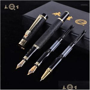 Stylos à plume Stylos à plume Dragon Clip trois plumes stylo de caligraphie ensemble cadeau de bureau pour les étudiants papeterie affaires financières Art Suppl Dhmcs