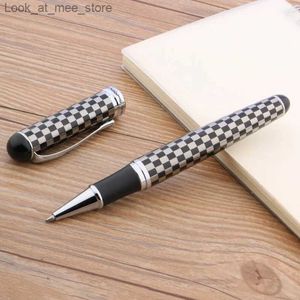 Vulpennen Vulpennen Hoge kwaliteit jinhao 750 zilveren accessoires metaal wit schaakbord Rollerball Pen inktpennen balpen Kantoorbenodigdheden Q240314