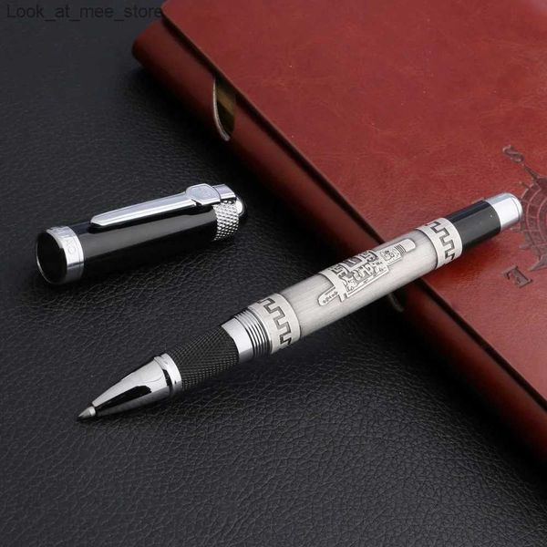 Plumas estilográficas Plumas estilográficas de alta calidad JinHao 189 Plata vieja Metal Relieve China trípode pieza de regalo Rollerball Pen Papelería Suministros de negocios Q240314