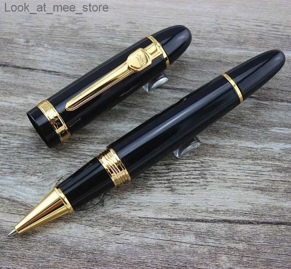 Stylos à plume Stylos à plume Jinhao 159 stylo à bille roulante laque noire garniture dorée grand lourd Q240314