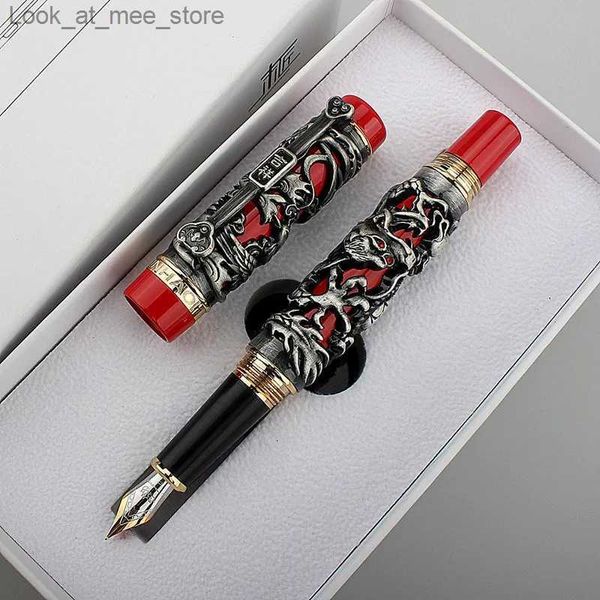 Stylos à plume Stylos à plume de luxe Jinhao Dragon Phoenix stylo à encre stylo à encre M Nib stylo artisanal avancé cadeau pour enseignant d'école Q240314