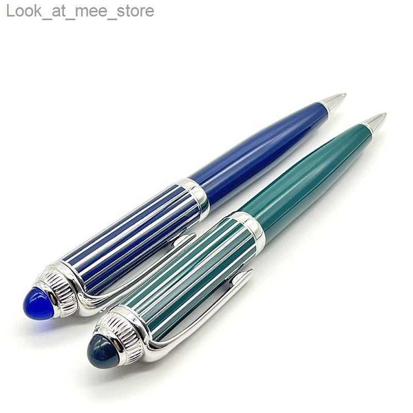 Stylos à plume Stylos à plume YAMALANG luxe ic bleu vert stylo à bille en acier inoxydable Ragging écriture lisse bureau papeterie avec gemme Q240314