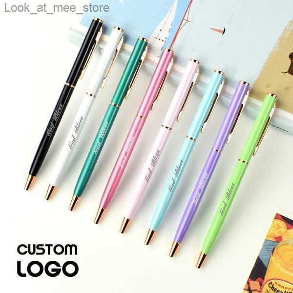 Plumas estilográficas Bolígrafos de regalo Macaron personalizado Metal Simple Color Dot Pen Nombre personalizado Suministros para pequeñas empresas Publicidad Tallado Regalos Q240314