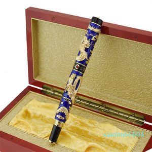 Penne stilografiche Cloisonne fatta a mano Double Dragon Pen EF F M Pennino piegato Scrittura artigianale avanzata Laureato in affari