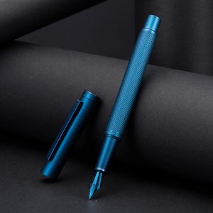 Fountain Pens Hongdian Dark Blue Forest Metal Nib Effbent Beautiful Tree Texture Uitstekend Writing Business Office 221119