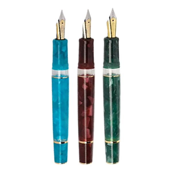 Fountain stylos Hongdian N1s Fountain Pen Piston Acrylique Pen Calligraphie Exquise Bureau scolaire Supplies rétro Pens 0,5 mm EF Nib Blue Red Green 230906