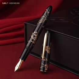 Vulpennen Hongdian N23 Vulpen Konijn Jaar Limited Mannen Vrouwen High-End Studenten Zakelijk Kantoor Ondertekening Pen Goud Carving Voor Gift 230614