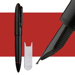 Fountain Pens Hongdian N6 Black Piston Pen Resin EF/F/Long Knife NIB Mooie Torpedo Cloud Seal Cap Business Office Writing Gifts 221122