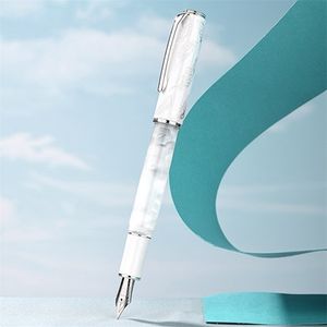 Fountain Pens Hongdian N8 Fountain Pen White Feather Hoogte Exquisite EF F NIBS Student Business Office Literatuur schrijven inkt pen geschenken 220923