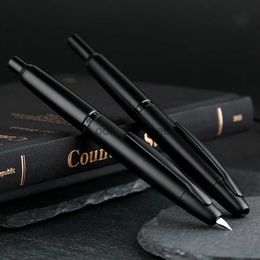 Stylos à plume Vente chaude mat noir MAJOHN A1 presse stylo plume rétractable Extra Fine plume 0.4mm stylo à encre en métal avec convertisseur pour l'écriture HKD230904