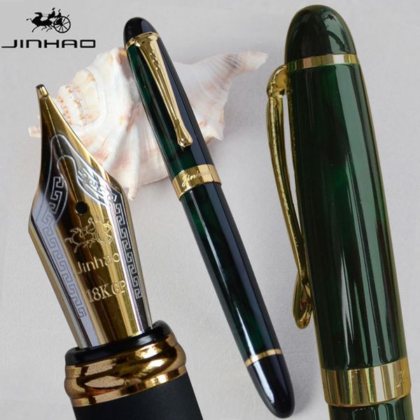 Plumas Estilográficas IRAURITA ESTILOGRAFÍA JINHAO X450 VERDE OSCURO Y DORADO 18 KGP 0.7mm PUNTA ANCHA FULL METAL AZUL ROJO 21 COLORES Y TINTA JINHAO 450 230804