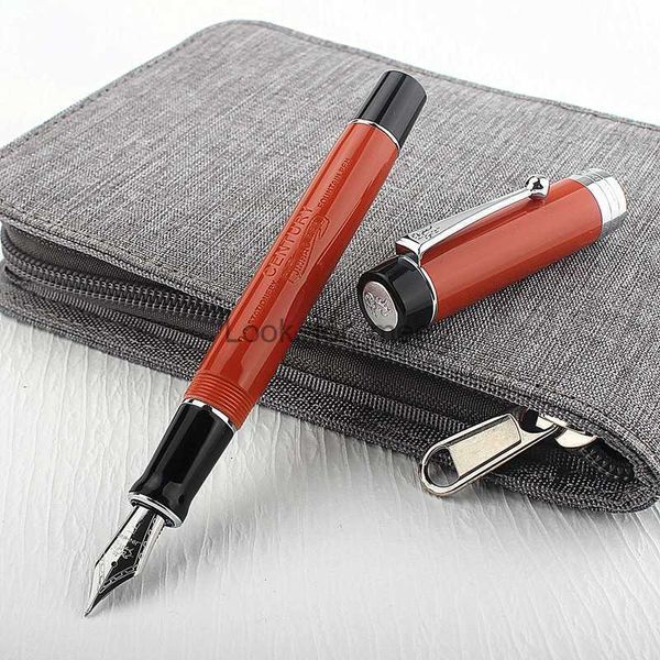 Stylos à plume Jinhao 100 centenaire résine stylo plume rouge avec Jinhao EF/F/M/Bent Nib convertisseur écriture bureau d'affaires cadeau stylo à encre HKD230904