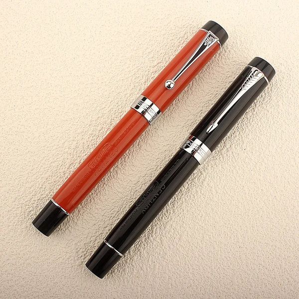 Stylos à plume Jinhao 100 centenaire résine stylo plume rouge avec Jinhao EF/F/M/Bent Nib convertisseur écriture bureau d'affaires cadeau stylo à encre 231201