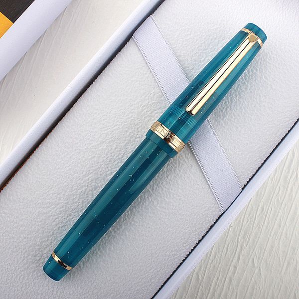 Pensos de fuentes Jinhao 82 Clear Turquesa Green Pen Oro Trimen acrílico Barril Fine Nib para escribir Calligraphy Signature School 230707