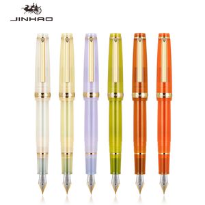 Fountain Pens Jinhao 82 DIY Transparantie Fountain Pen Acryl inkt Spin Golden Eff Nib Elegante Business Office School Leveringen Writing Pen 230821