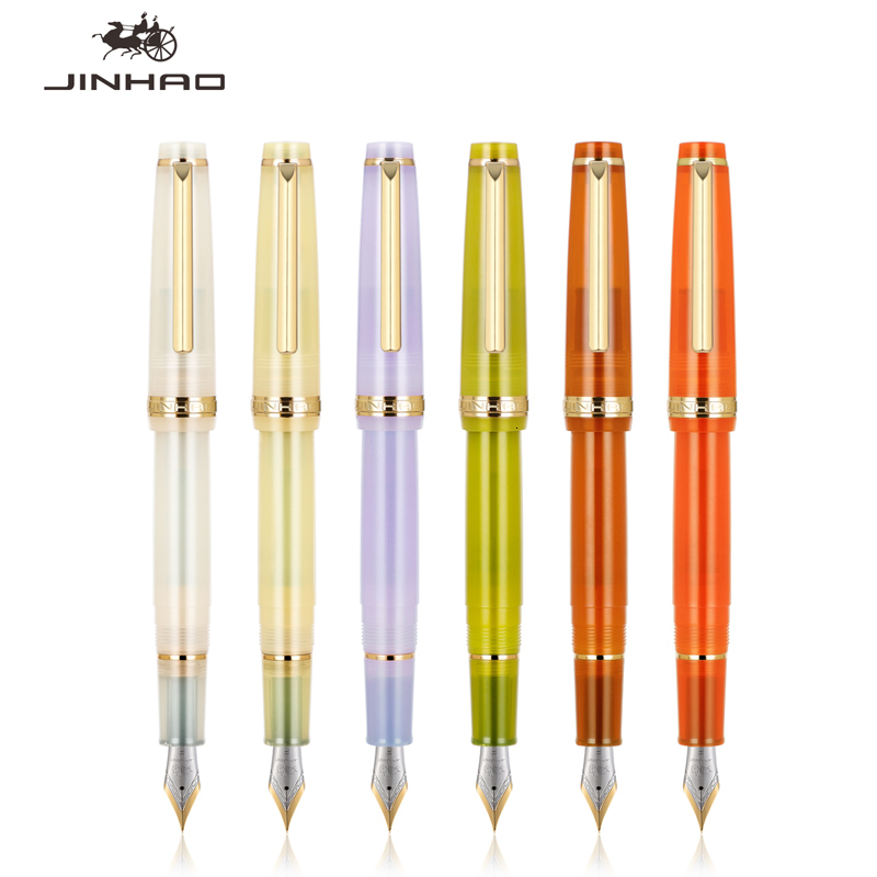 Fountain Pens Jinhao 82 DIY Transparency Fountain Pen Acrylic Ink Spin Golden EFF Nib Elegante Business Office School Supplies Writing Pen 230821
