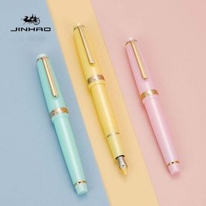 Plumas estilográficas Jinhao 82 Pluma estilográfica Pluma de tinta acrílica Spin Golden EF F Nib Elegante Business Office School Supplies Pluma de escritura 230724