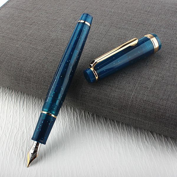 Plumas estilográficas JinHao 82 Pluma estilográfica Deep Blue Ink Pen Spin Converter Filler EF F M Nib Business Stationery Office School Supplies Plumas 230804