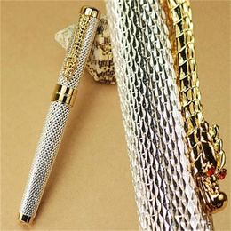 Fountain PENS JINHAO1200 SILVER 18KGP B NIB FOUNTAIN PEN DRAAD CANVED STADERY SCHOOLKANTOOR SCHRIFT PEN 220927