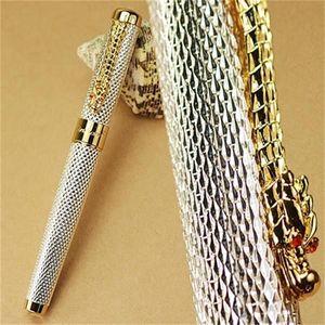 Fountain PENS JINHAO1200 SILVER 18KGP B NIB DRAAK CANVED Stationery School Office schrijven 220928