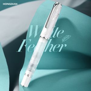 Fountain Pens Lt Hongdian N8 White Feather High-End Exquisite Eff Student Business Office Literatuur Signature Ink voor cadeau 221119