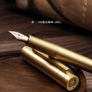 Fountain Pens Lt Hongdian Retro 1861 Brass Forest Highd Exquisite Business Office elleboog Art Fountan Studenten Practice voor cadeau 230130