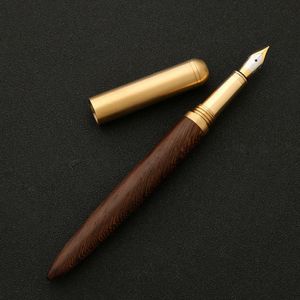 Fountain Pens Luxury Brand Fountain Pen Wooden Brass Spin Elegante Stationery School Supplies Calligraphy Ink Pens Caneta de presente 230923