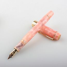 Vulpennen Luxe Merk JinHao 100 Acryl Vulpen Golden Spin Sakura Roze Business Kantoor Schoolbenodigdheden 230804