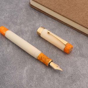 Fountain Pens Luxe Jinhao 100 Acryl Fountain Pen White Orange Classic Spin Ink Pen School Studenten Office Stationery 230421