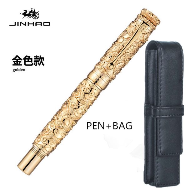 Stylos plume luxe Jinhao tout stylo plume en métal doré collection exquise stylo à encre coffret cadeau bureau d'affaires cadeau d'affaires stylo à encre 230804
