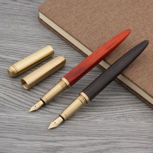 Vulpennen luxe Kwaliteitsmerk Rood hout Pen messing Koper Kalligrafie Gouden M Nib INKT pen Zakelijk Kantoor schoolbenodigdheden 230707
