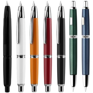 Fountain Pens Majohn A1 Druk op metalen pen Reticable Fine Nib 04mm met Clipno Clip Ink Office School Schrijfcadeau 230523