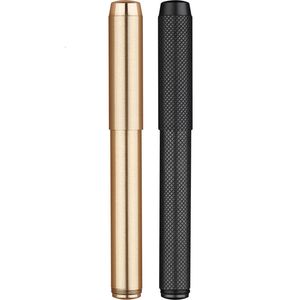 Stylos plume Majohn Hunyuan Pen Full Brass Solid Black Ink School Office Portable Writing Smooth 038mmEF 05mmF Nib Papeterie 230707